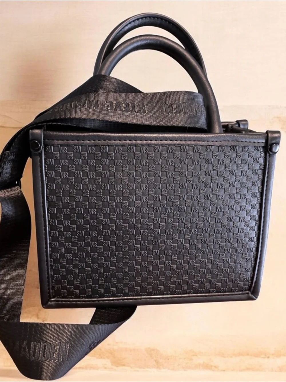 Steve Madden Black Monogram Mini Satchel Crossbody Bag - NWOT
